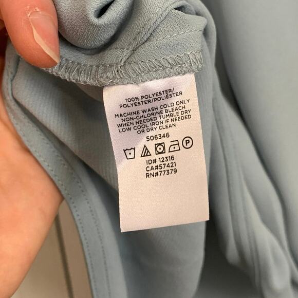 Ann Taylor NWT Baby Blue Draped Front Short Sleeve Wrap Blouse Medium - Picture 8 of 8